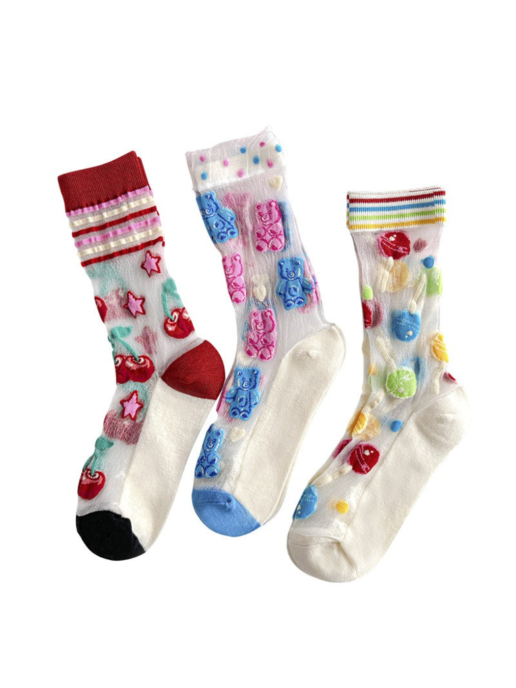Rufia - Cherry Stripe Sheer Crew Socks product image 4