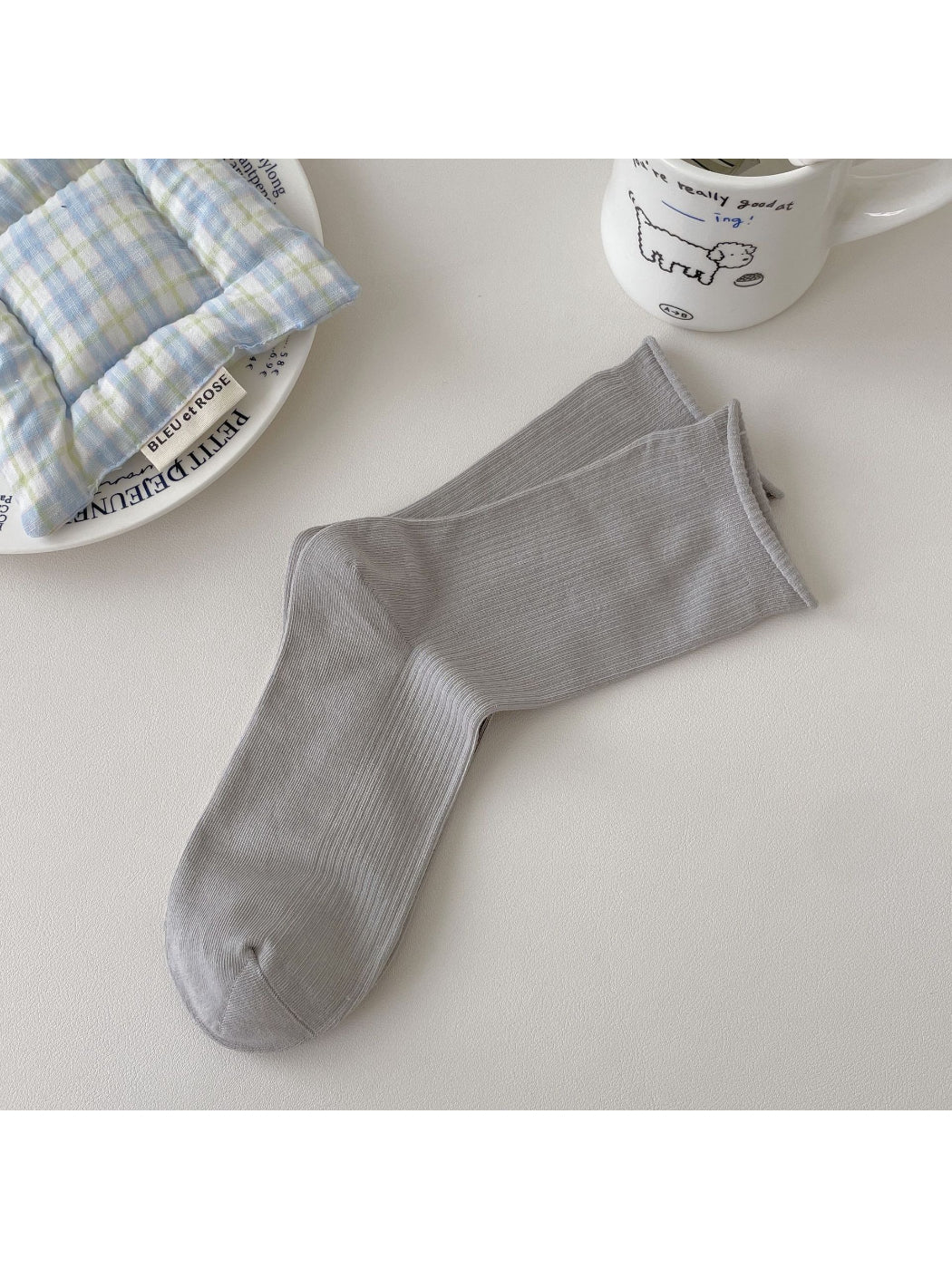 Rufia Rolled Edge Stripe Mid Calf Socks color options