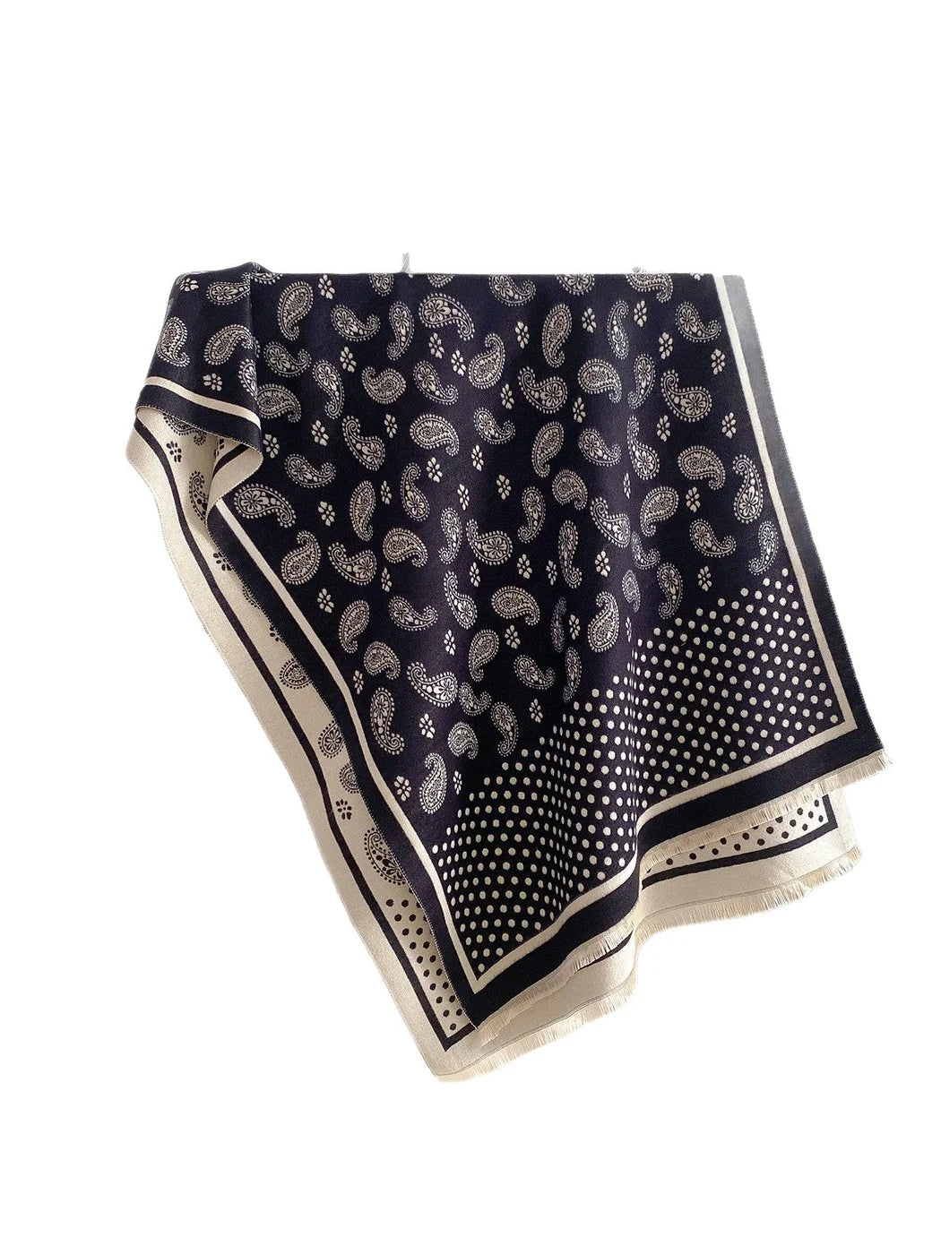 Scarvii - Paisley and Polka Dot Fringe Scarf