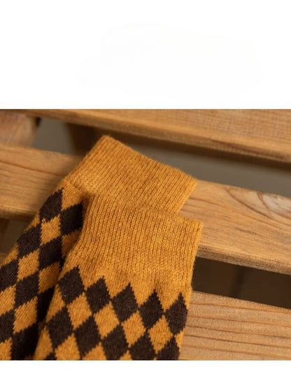 Rufia - Retro Argyle Warm Crew Socks