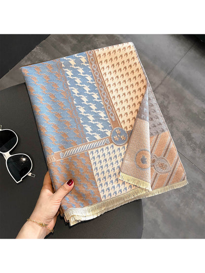 Scarvii - Houndstooth Patchwork Fringe Scarf