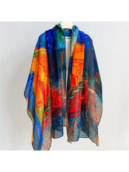 Scarvii - Deep-hued Flowing Printed Summer Wrap Scarf
