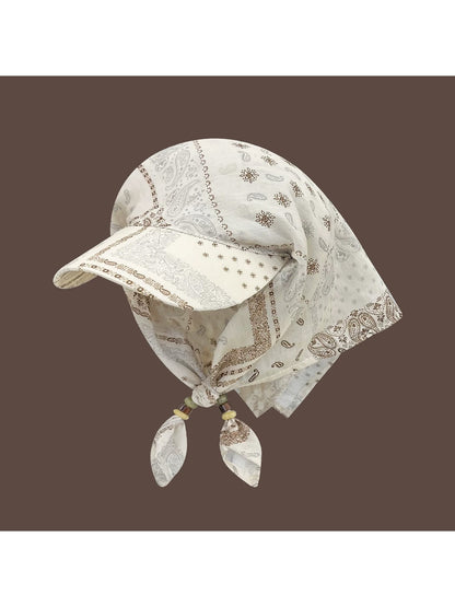 Haila - Paisley Print Curved Brim Headscarf Cap
