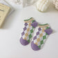 Rufia - Diamond Pattern Floral Ankle Socks