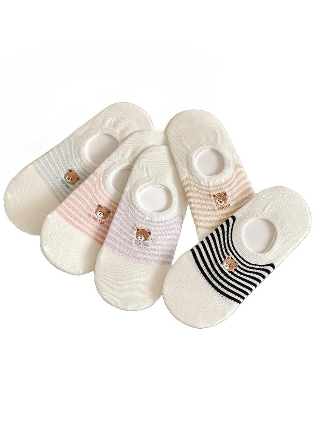 Rufia - Cute Striped Bear Low Ankle Socks