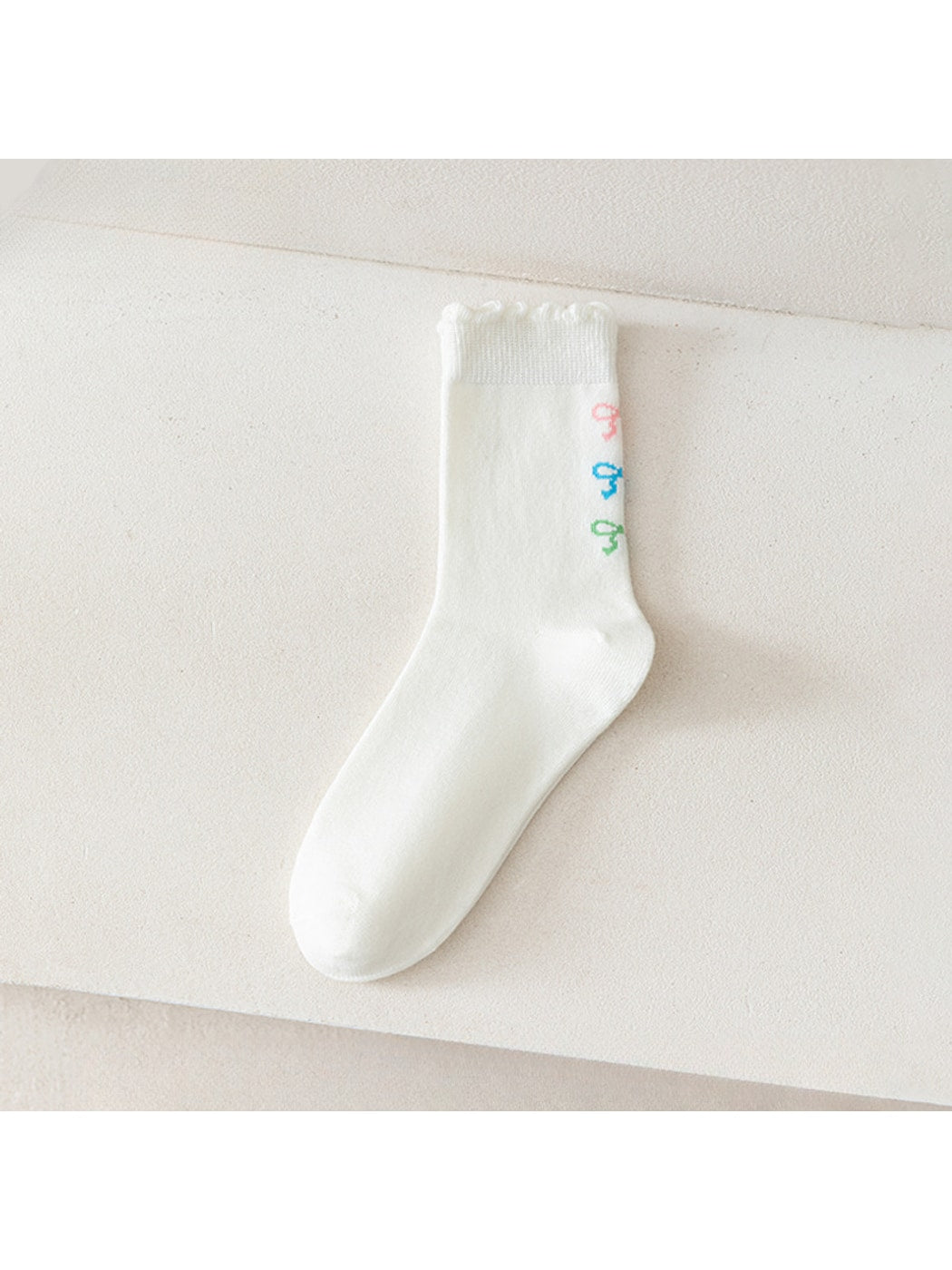 Rufia - Cute Pastel Print Scalloped Crew Socks