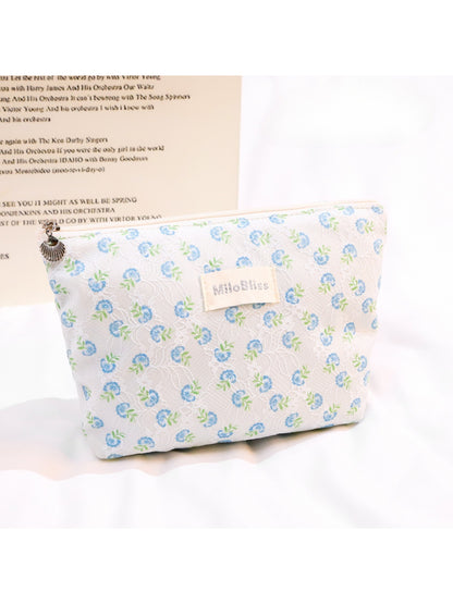 Cosbai small floral embroidered makeup pouch displayed on a white background