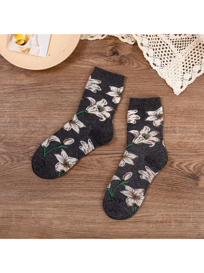 Rufia - Vintage Garden Floral Knit Crew Socks