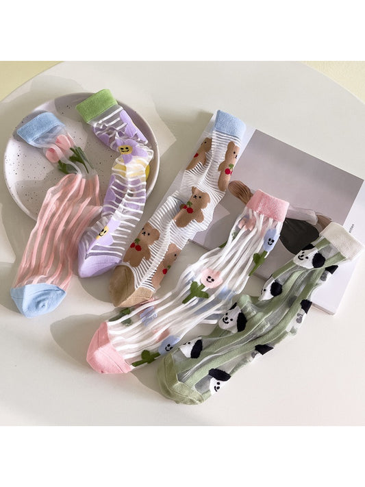 Rufia - Playful Animal Print Sheer Mesh Socks product image 1