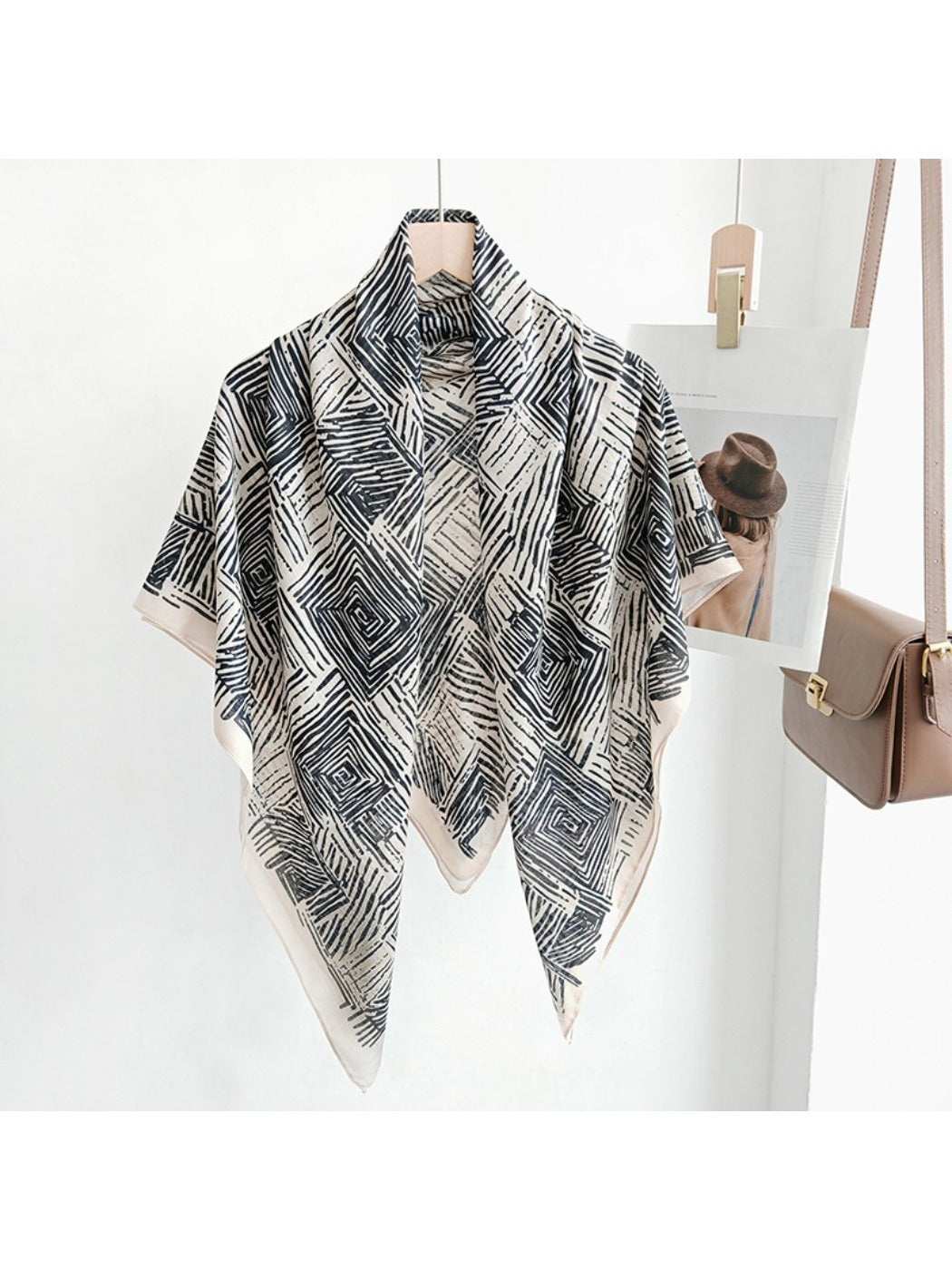 Scarvii Abstract Geometric Line Square Scarf