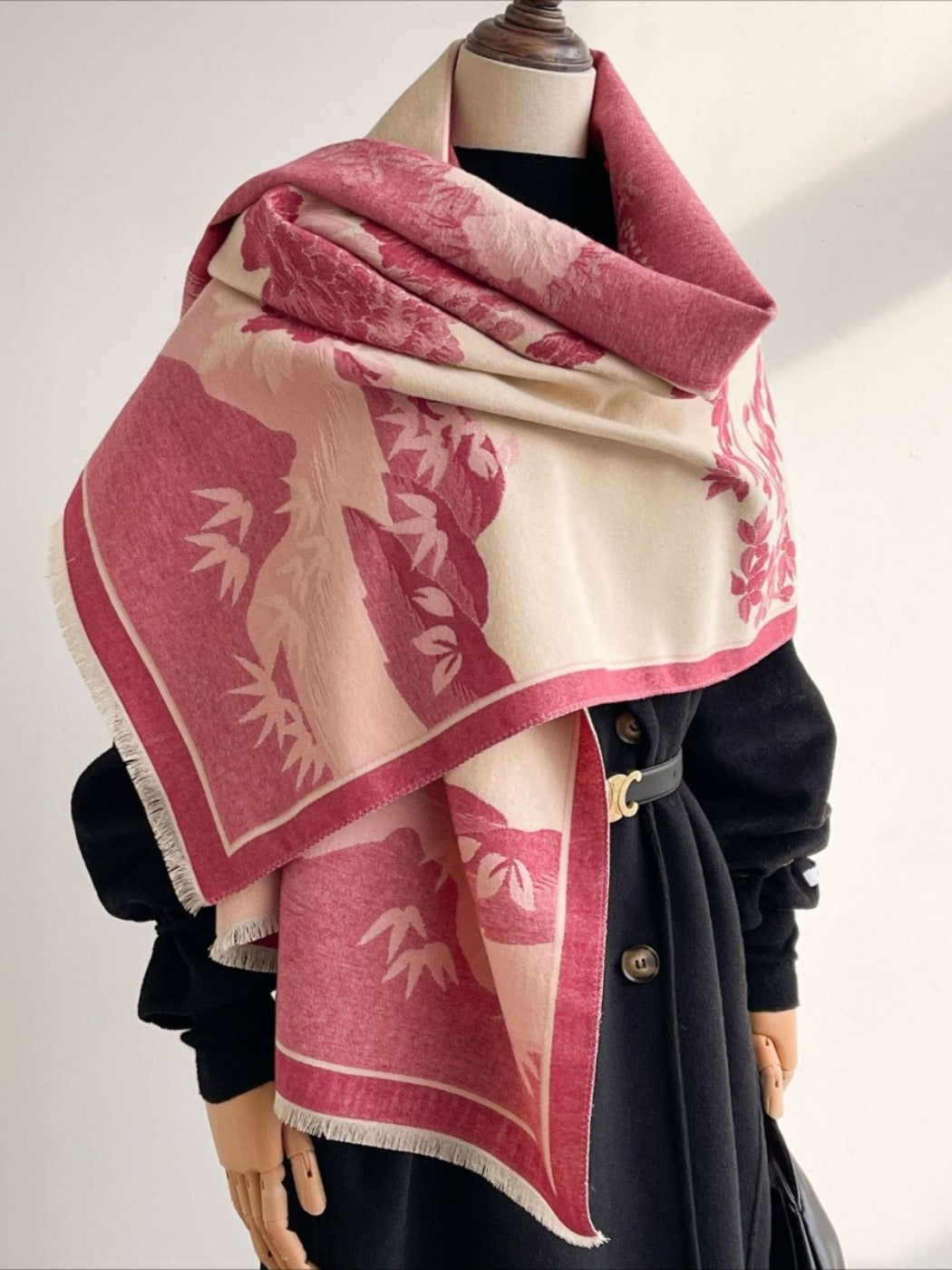 Scarvii - Elegant Bamboo & Floral Print Scarf