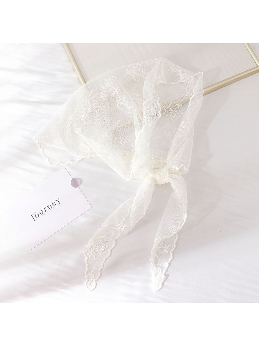 Scarvii - Sheer Floral Print Lace Triangle Bandana