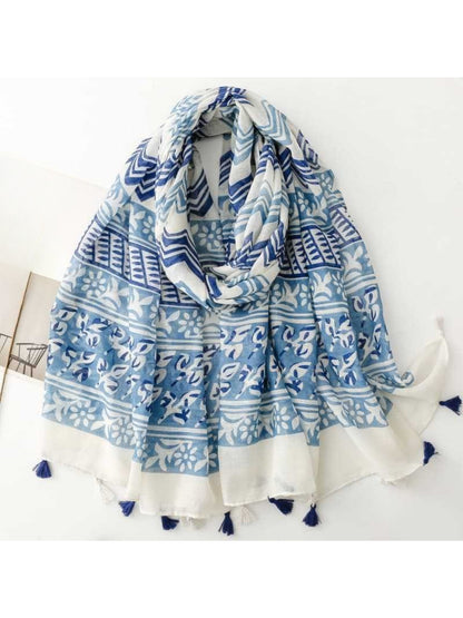 Scarvii - Flowing Geometric Stripe Print Scarf