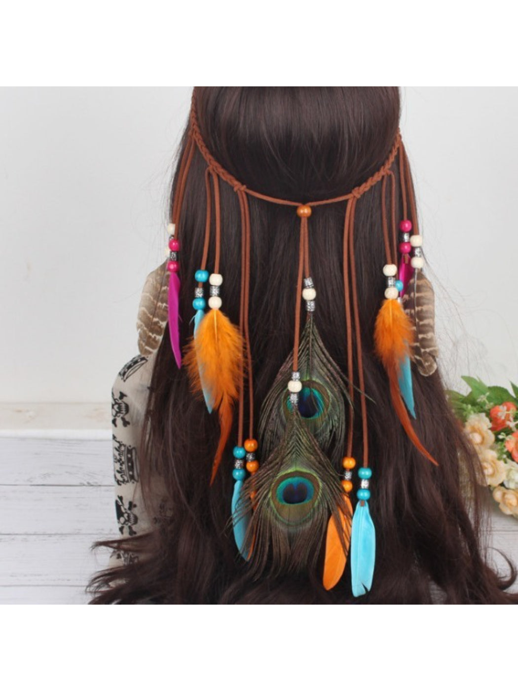 Hairish - Colorful Peacock Feather Hair Garland
