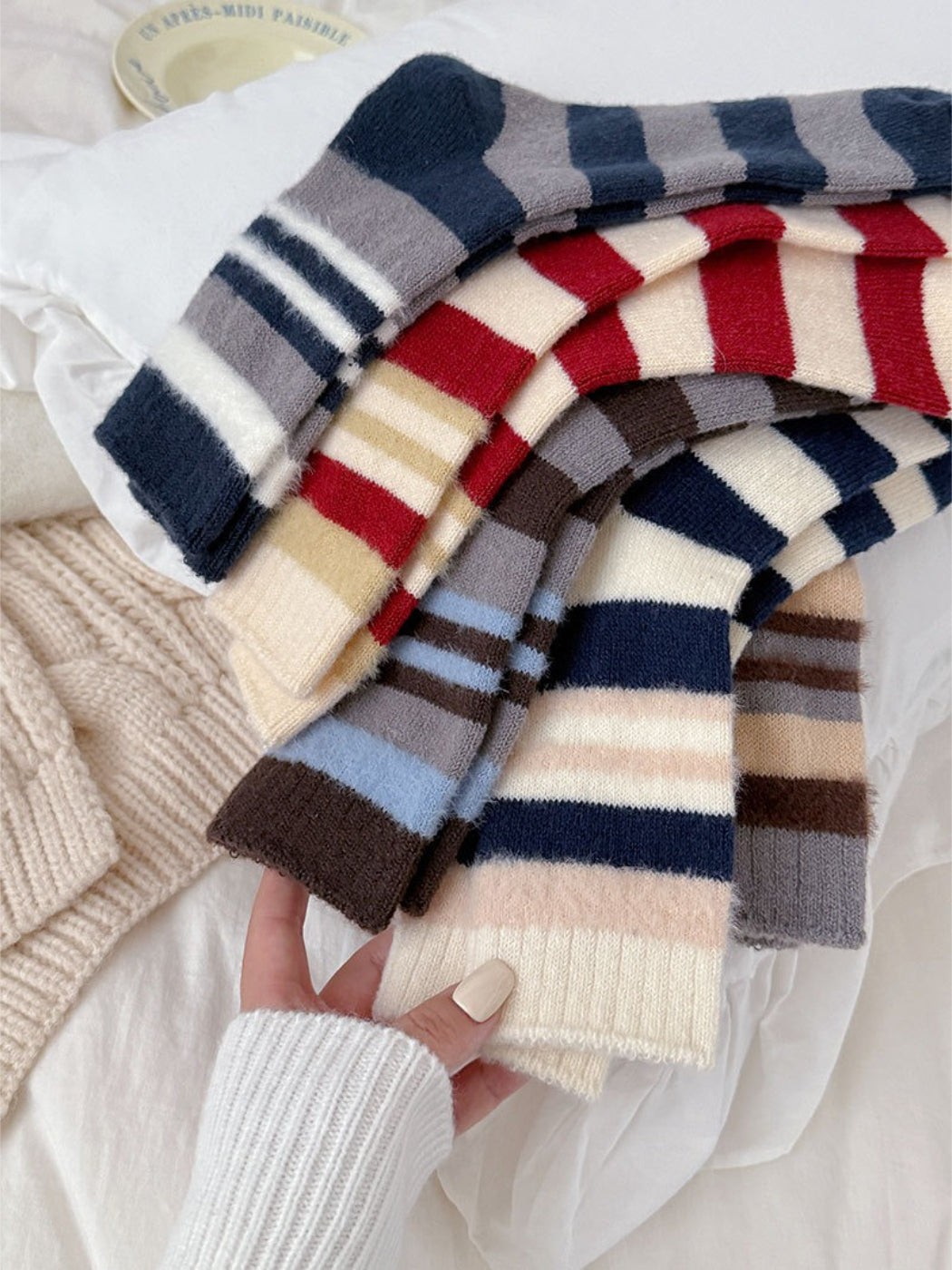 Rufia - Soft Stripe Knit Crew Socks