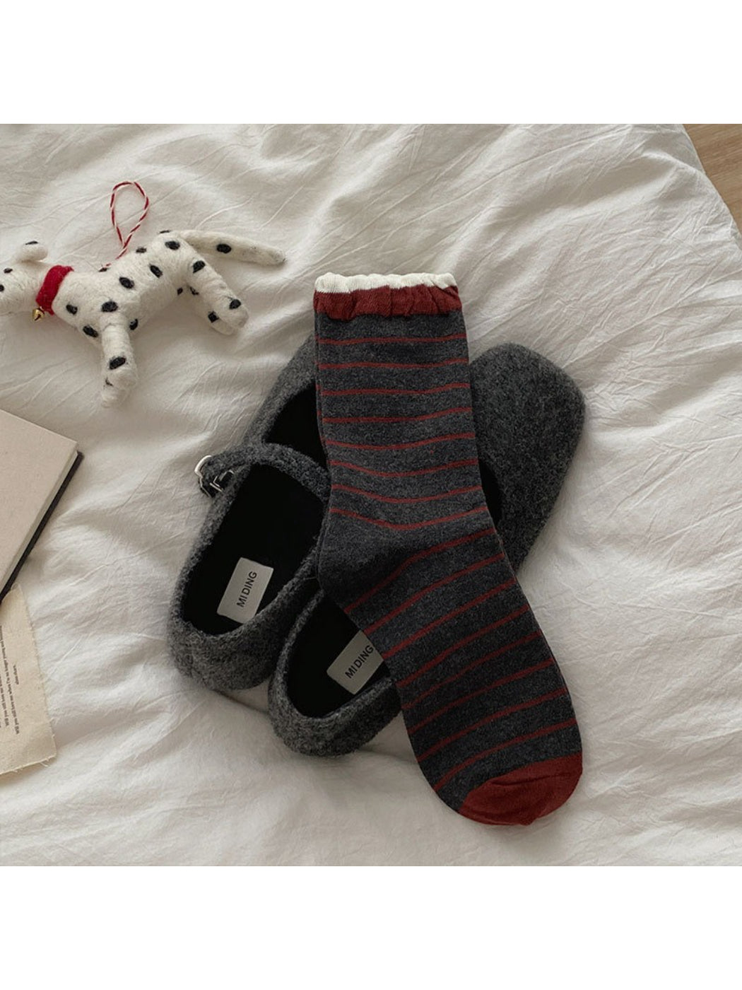 Rufia - Burgundy Bow Crew Socks product image 7