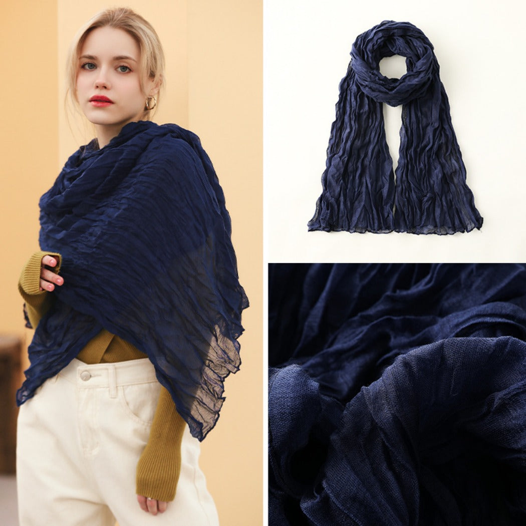 Scarvii - Solid Color Lightweight Ruched Scarf