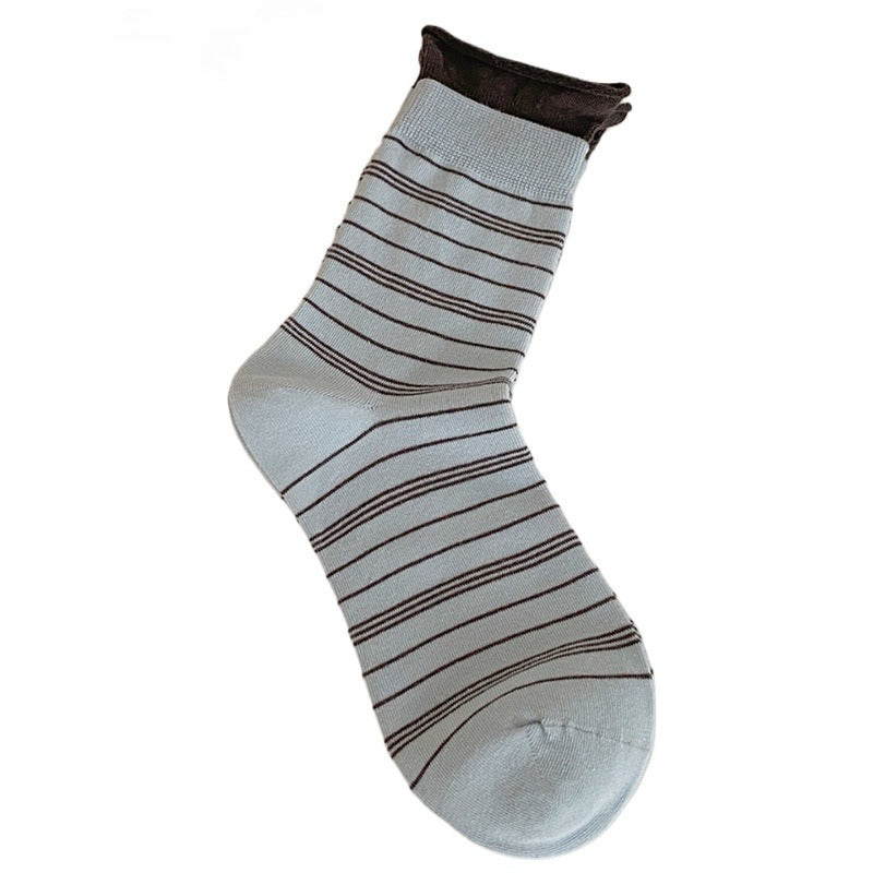 Rufia - Striped Mid-Calf Casual Socks for Women