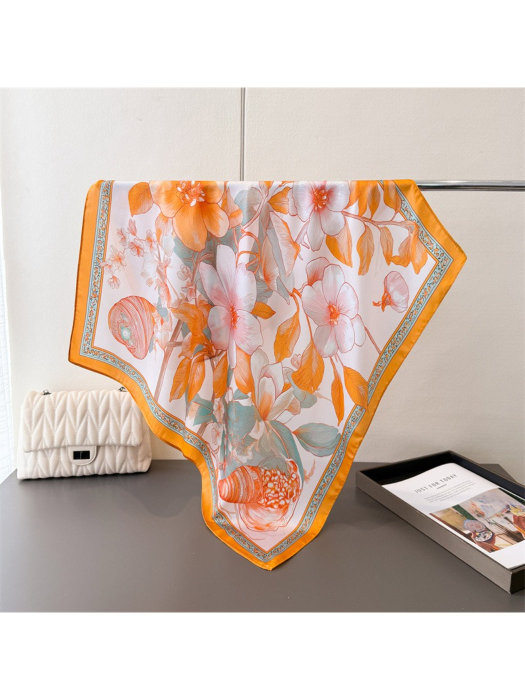 Scarvii - Floral Frame Print Square Scarf