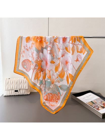 Scarvii - Floral Frame Print Square Scarf
