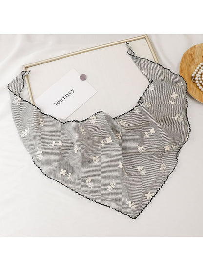 Scarvii - Floral Striped Retro Style Triangle Bandana