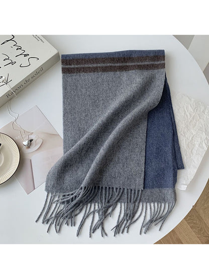 Scarvii - Soft Light Checked Fringe Scarf