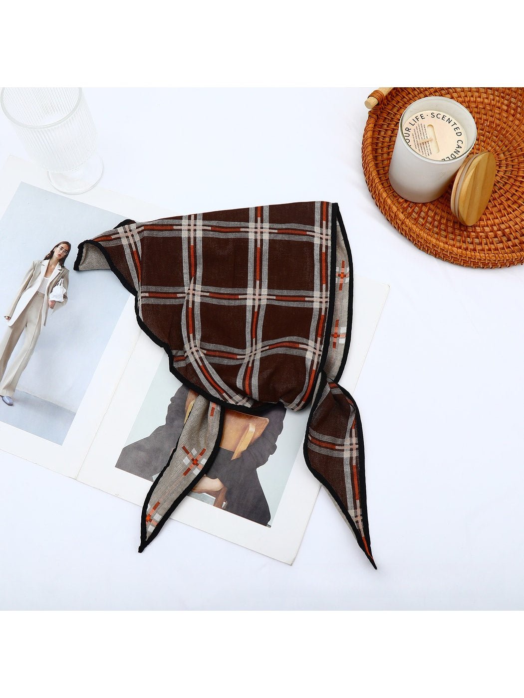 Scarvii - Vintage Plaid Geometric Triangle Bandana