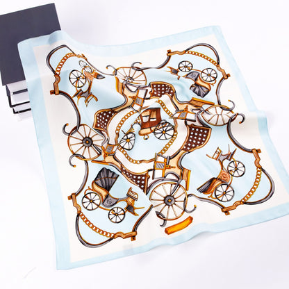 Scarvii - Pumpkin Carriage Print Square Scarf - Vintage & Playful