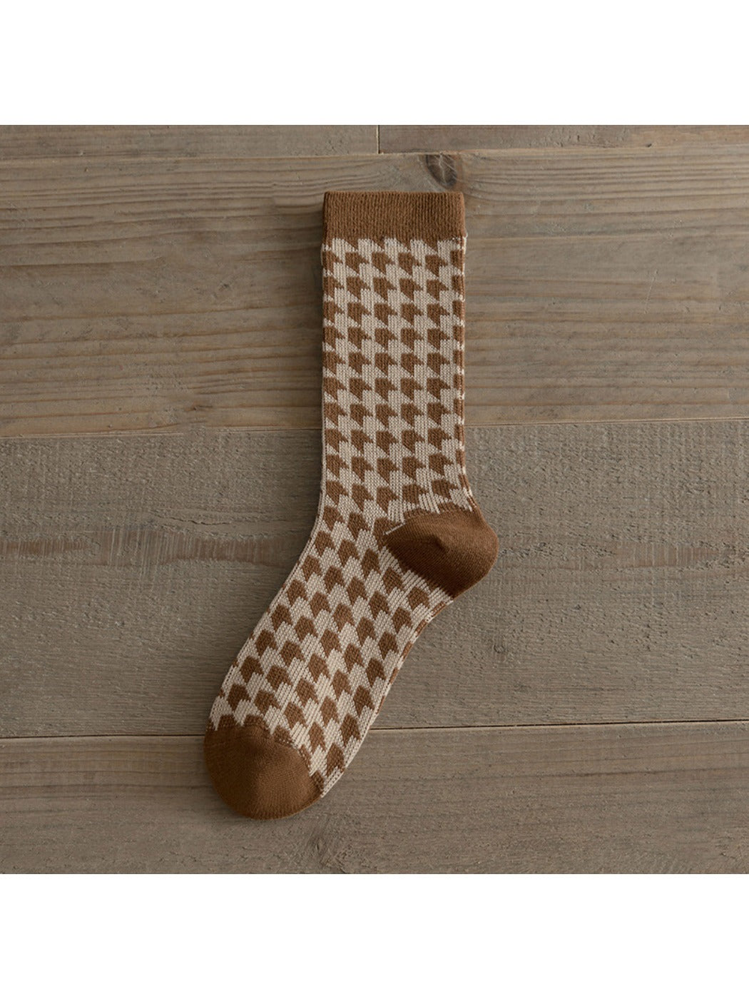 Rufia - Winter Mid-Calf Socks with Geometric & Floral Pattern
