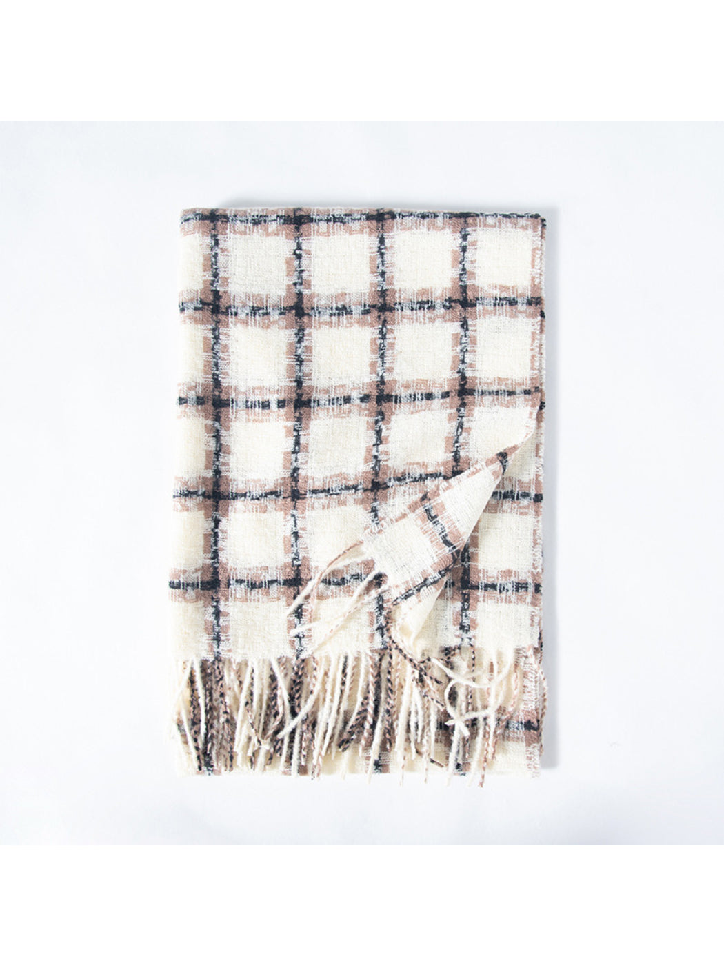 Scarvii - Classic Windowpane Plaid Fringe Scarf