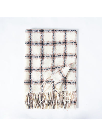 Scarvii - Classic Windowpane Plaid Fringe Scarf