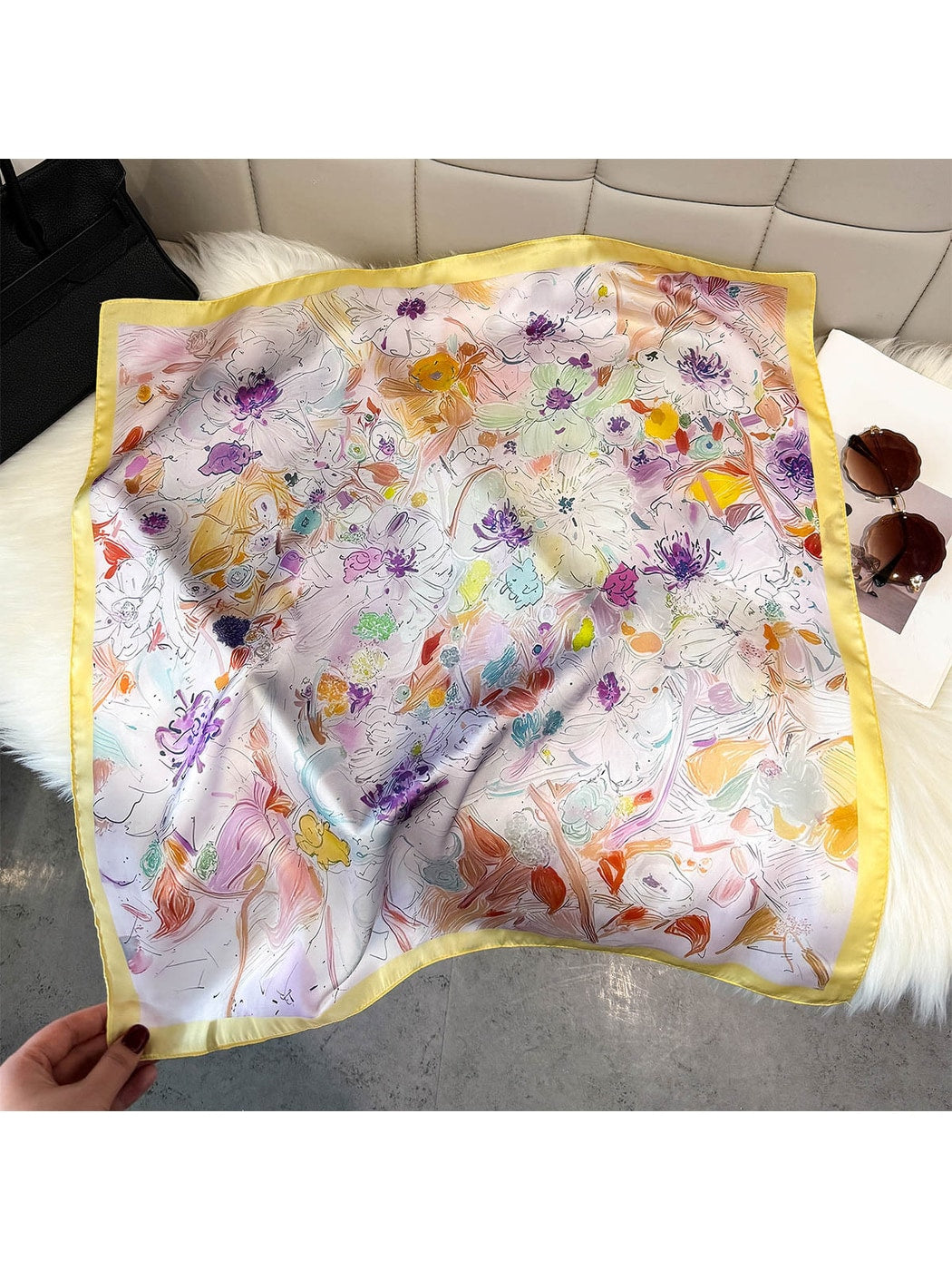 Scarvii Watercolor Floral Print Square Scarf product image