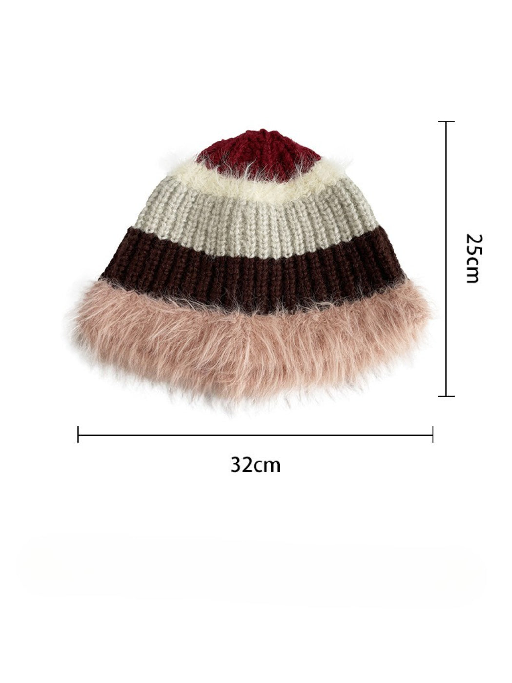 Haila - Colorblock Fuzzy Trim Knit Beanie