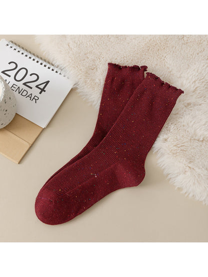 Rufia - Heathered Ribbed Casual Crew Socks