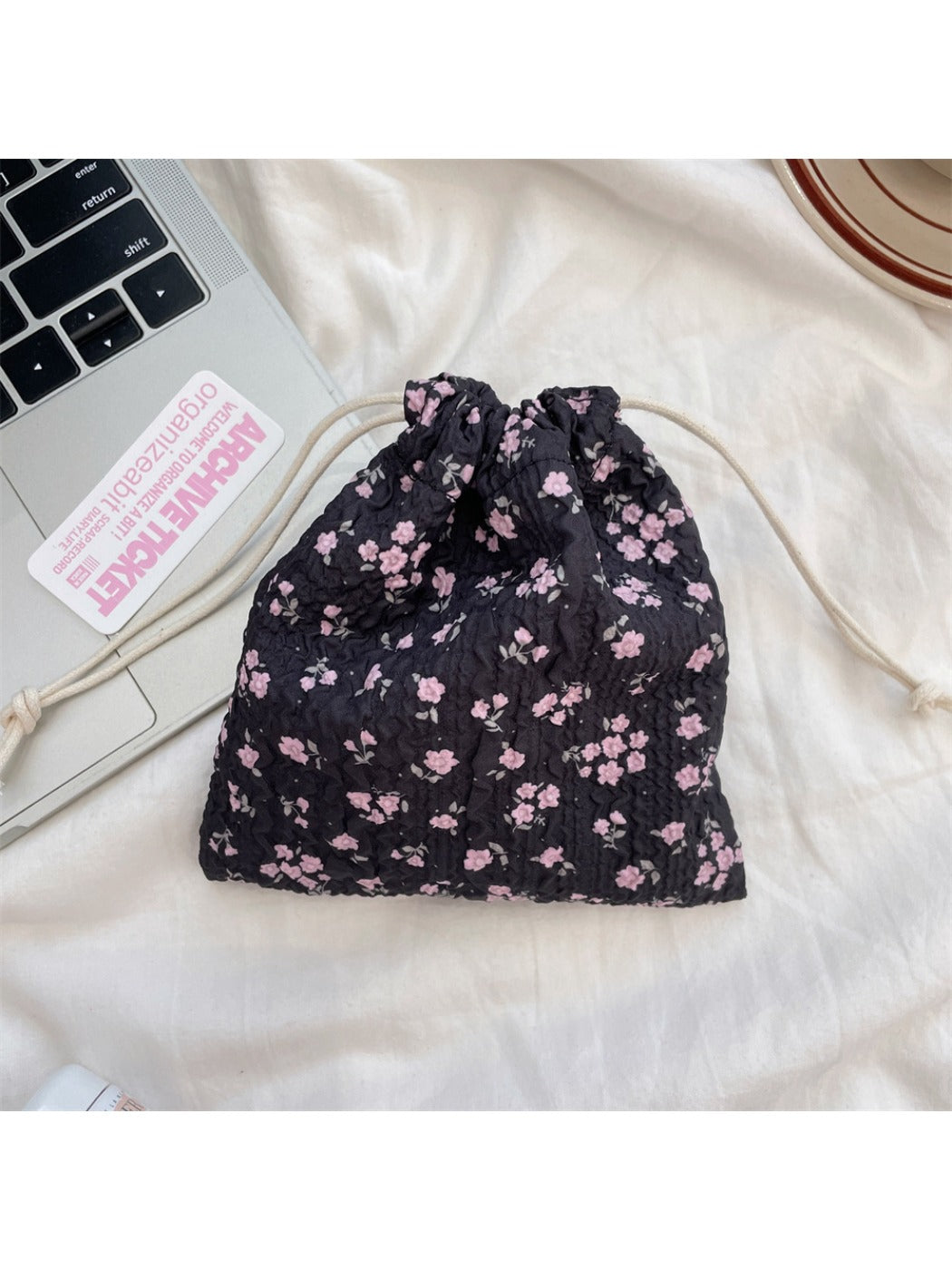 Cosbai cartoon drawstring pouch featuring a variety of cartoon character prints