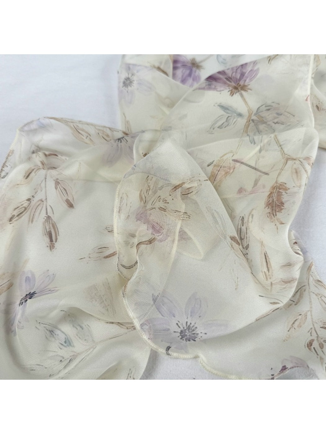 Scarvii - Elegant Light-hued Floral Print Scarf