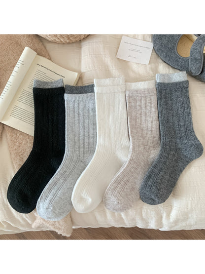 Rufia - Cozy Solid Ribbed Crew Socks
