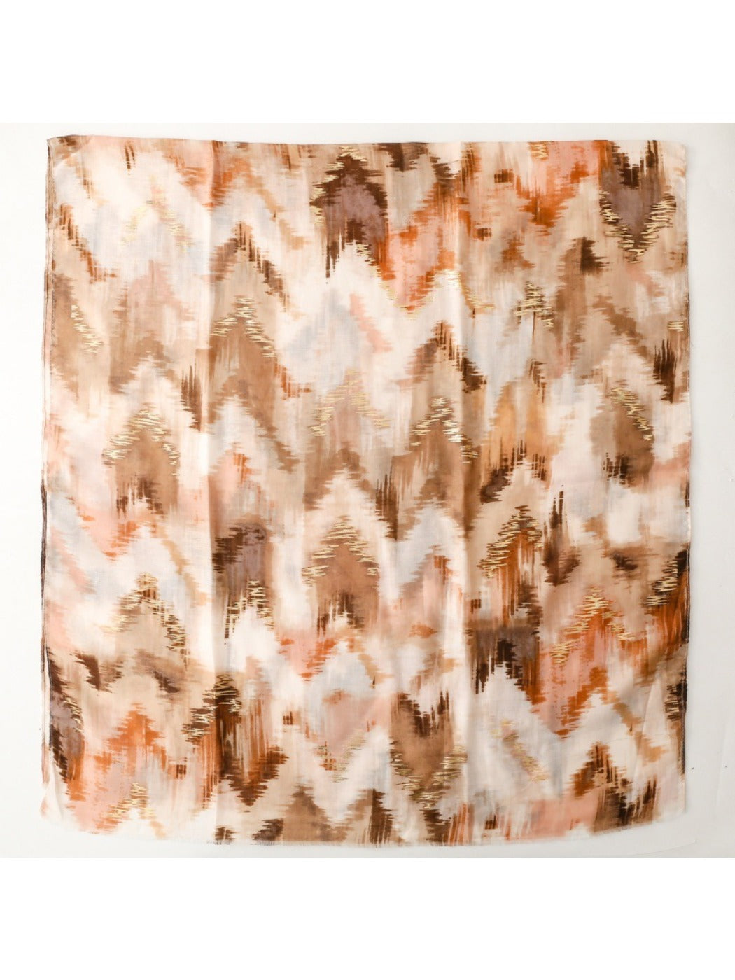 Scarvii - Gold Foil Scarf with Lake & Mountain Pattern