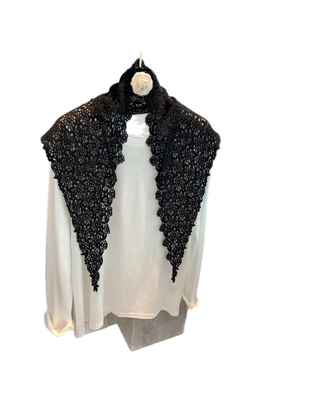 Scarvii - Solid Color Hollow Out Triangle Scarf Wrap