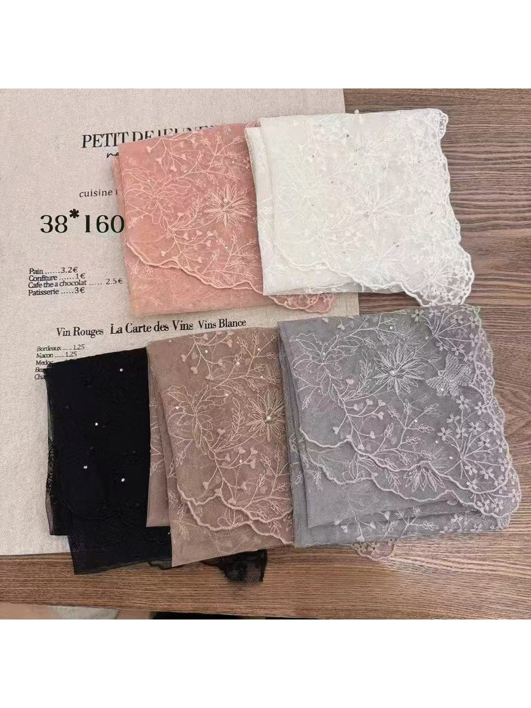 Scarvii - Scalloped Edge Lace Long Styling Scarf