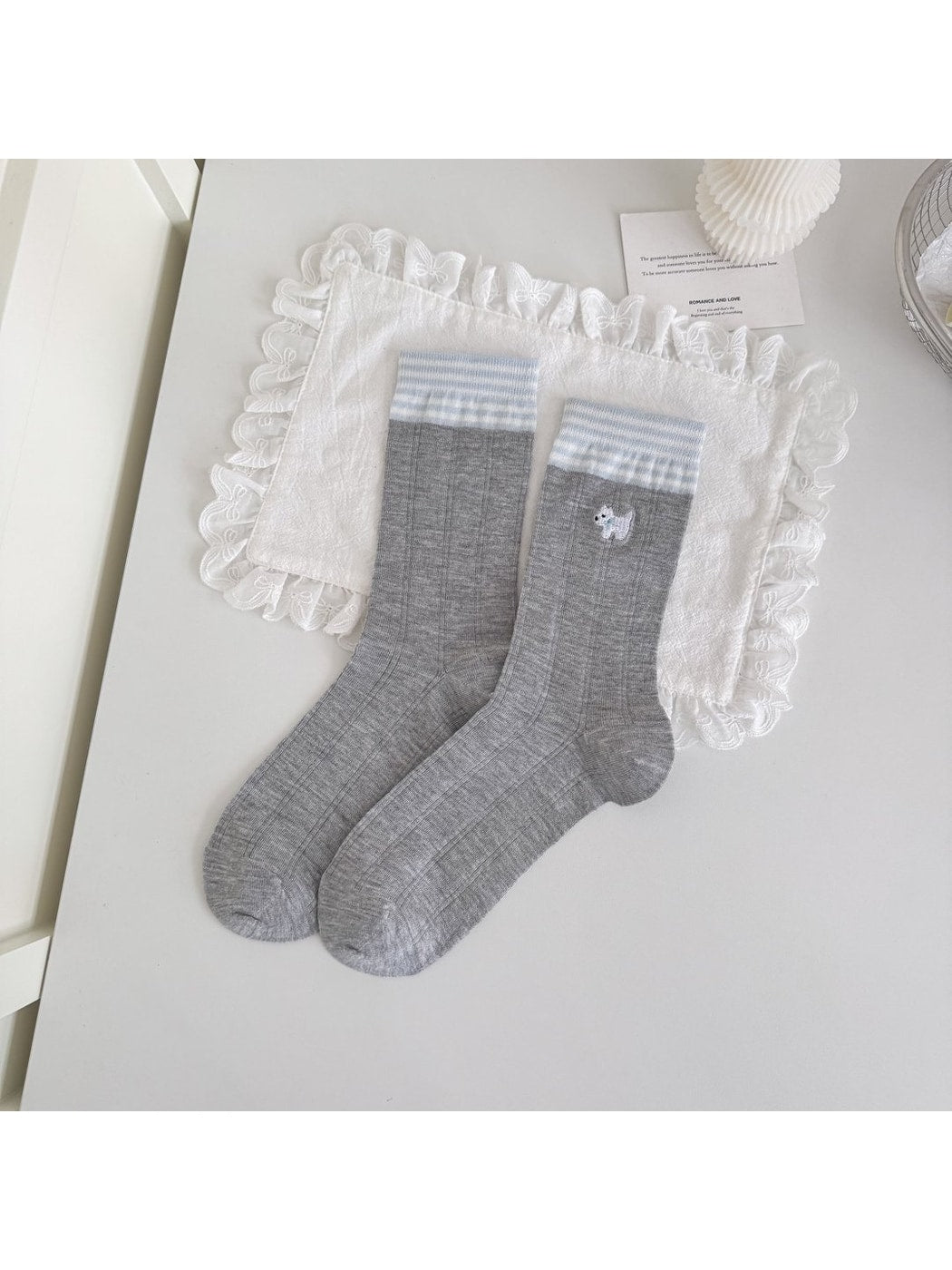 Rufia - Ruffle Trim Bow Detail Women's Crew Socks