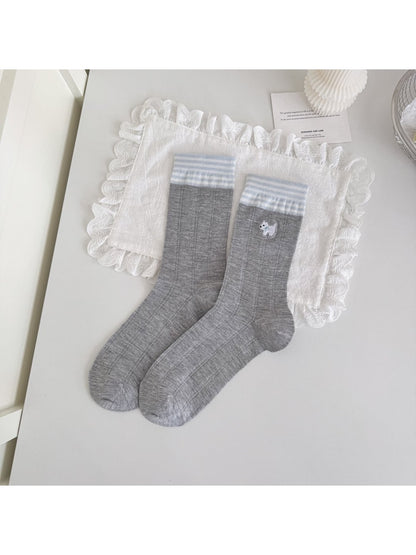 Rufia - Ruffle Trim Bow Detail Women's Crew Socks