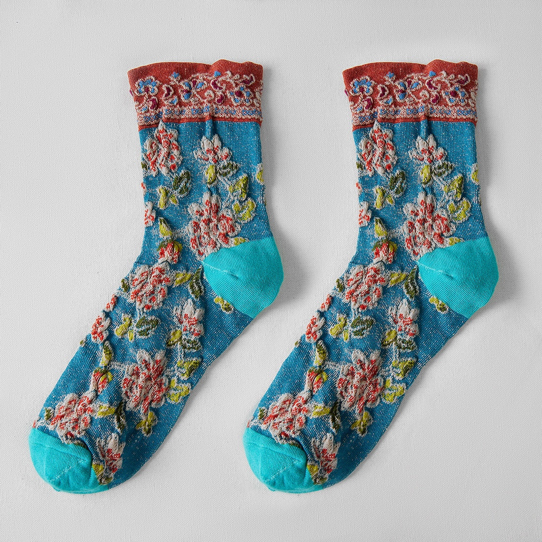 Rufia - Embossed Floral Pattern Women's Socks