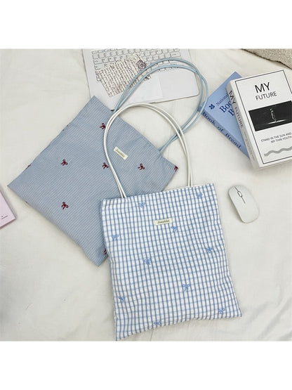 Cosbai – Sweet Gingham Shoulder Tote Bag