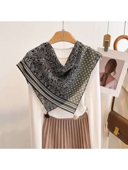 Scarvii - Paisley and Polka Spliced Print Square Scarf