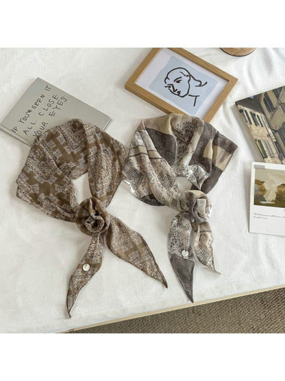 Scarvii - Vintage Style Floral Print Neck Scarf
