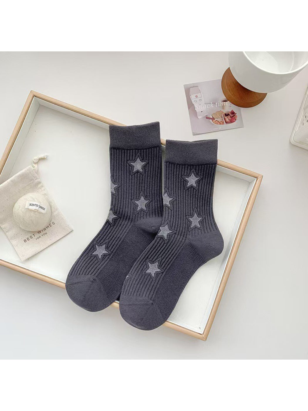 Rufia - Textured Star Ribbed Crew Socks