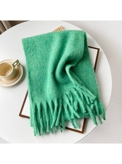 Scarvii - Brushed Solid Color Fringe Scarf