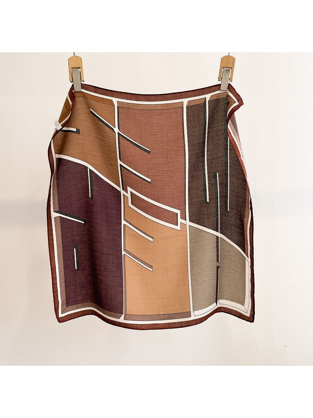 Scarvii - Geometric Color Blocks Printed Square Scarf