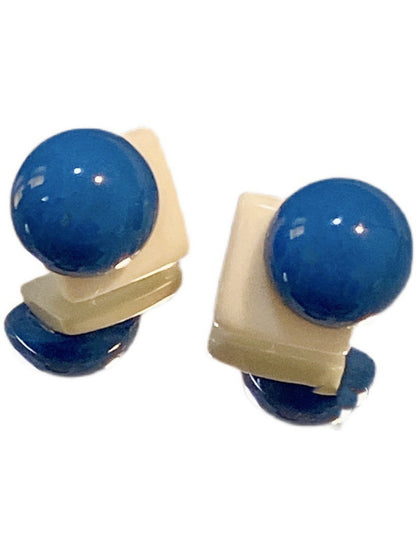 Earwish - Retro Colorblock Geometric Stud Earrings